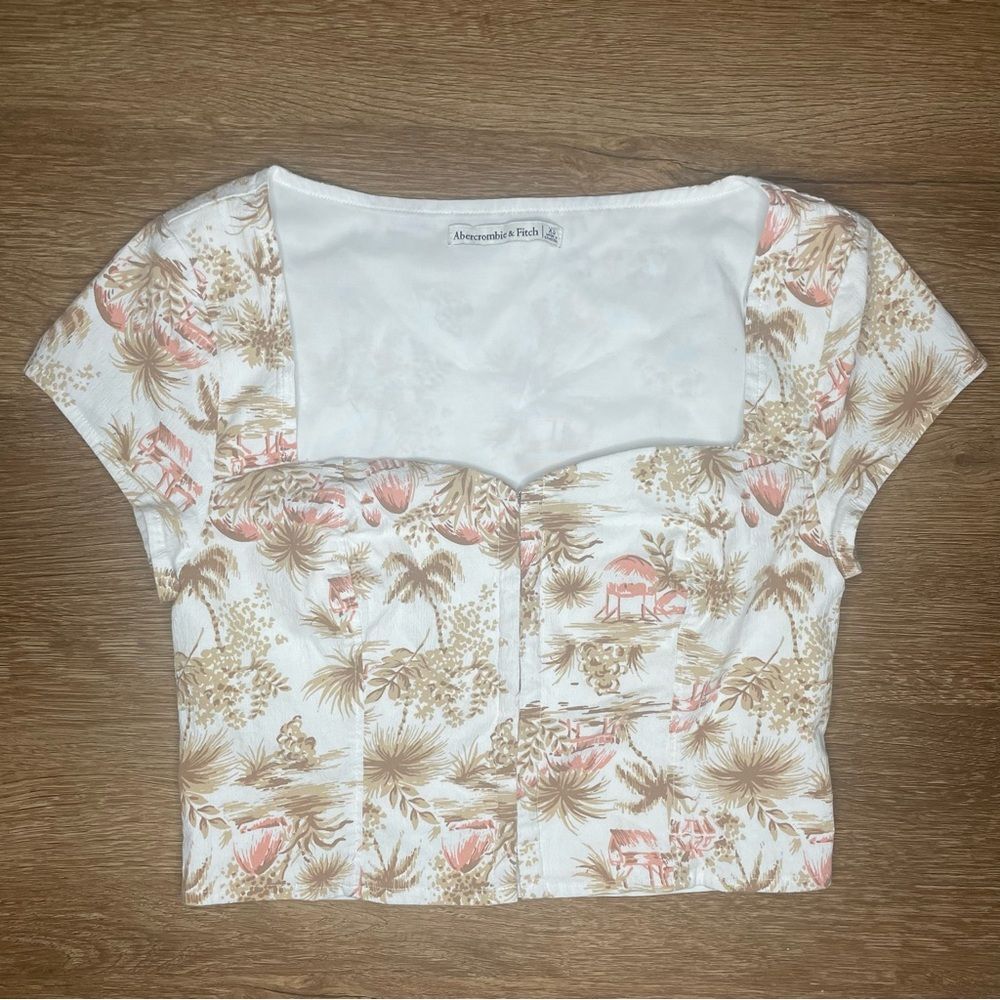 Abercrombie & Fitch White and Pink Floral Tropical Print Corset Top size XS